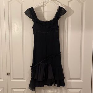 BCBG black ruffle dress Size 2 - side zipper closure
